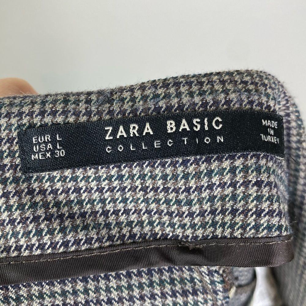 Zara Basic Brown Mini Houndstooth Check High Rise Trouser Pants - Picture 4 of 5
